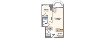 a floor plan of a room with a bathroom and a closet