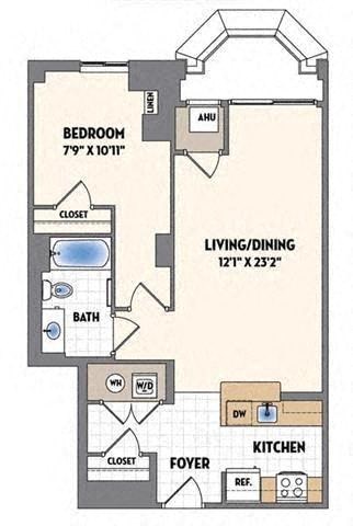 a floor plan of a small house with a bedroom and a bathroom