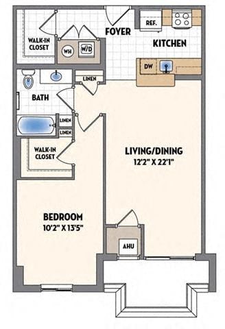 a floor plan of a small house with a bedroom and a bathroom