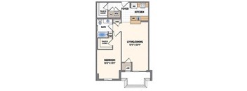 a floor plan of a small house with a bedroom and a bathroom