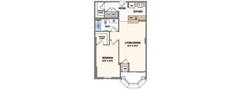 a floor plan of a small house with a bedroom and a living room