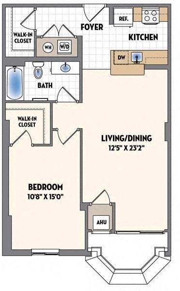 a floor plan of a small house with a bedroom and a living room