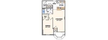 a floor plan of a small house with a bedroom and a living room