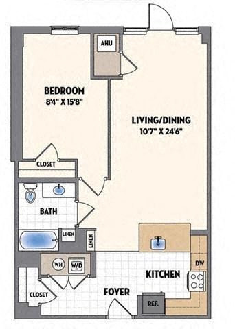 a floor plan of a small house with a bedroom and a living room