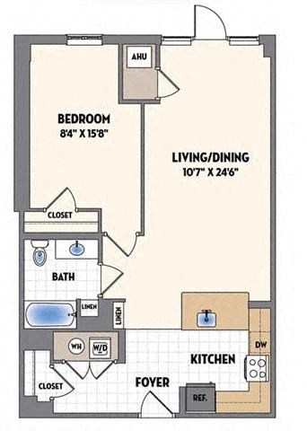a floor plan of a room with a bathroom and a closet