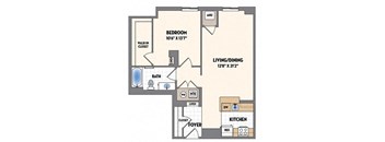 a floor plan of a small house with a bedroom and a living room