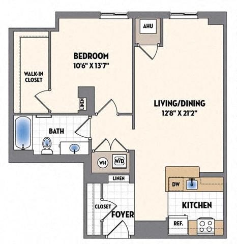 a floor plan of a small house with a bedroom and a living room