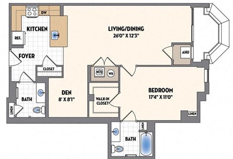 a floor plan of a house with bedrooms and a living room