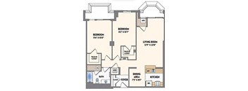 a floor plan of a house with bedrooms and a living room