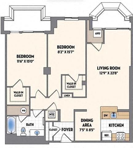 a floor plan of a house with bedrooms and a living room