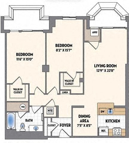 a floor plan of a house with bedrooms and a living room