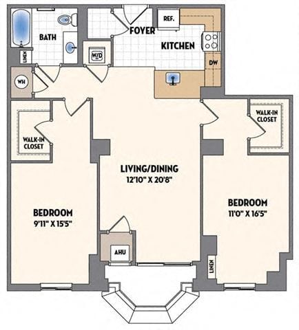 a floor plan of a small house with bedrooms and a living room