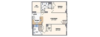 a floor plan of a small house with a bedroom and a living room