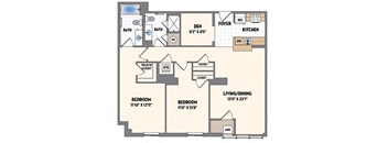 a floor plan of a house with bedrooms and a living room