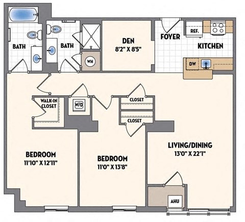 a floor plan of a house with bedrooms and a living room
