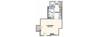the floor plan for a bedroom apartment with a closet and a bathroom
