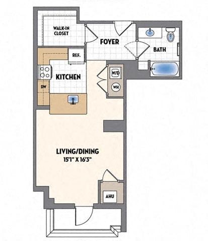 a floor plan of a small house with a bedroom and a living room