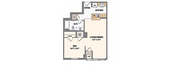 a floor plan of a small house with a bedroom and a living room