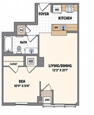 a floor plan of a small house with a bedroom and a living room