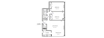 a floor plan of a house with a bedroom and a living room