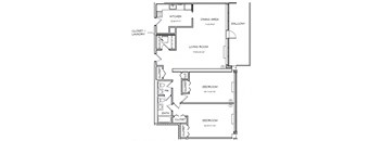 a floor plan of a house with bedrooms and a living room