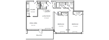 a floor plan of a house with a bedroom and a living room