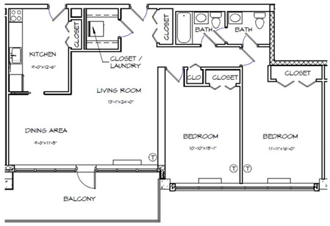 a floor plan of a house with a bedroom and a living room