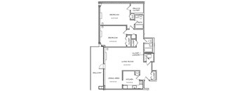 a floor plan of a house with bedrooms and a living room