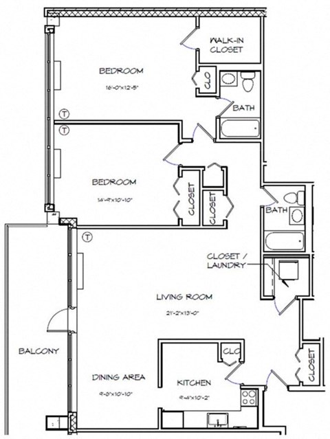a floor plan of a house with bedrooms and a living room