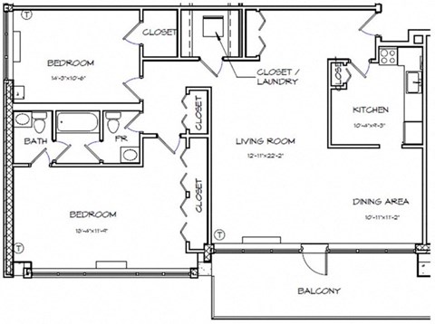 a floor plan of a house with a bedroom and a living room