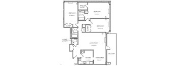 a floor plan of a house with bedrooms and a living room