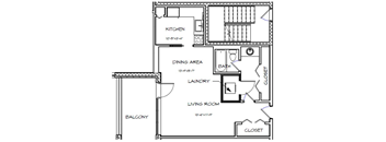 a floor plan of a house with bedrooms and a living room
