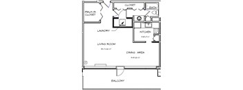 a floor plan of a small house with a kitchen and a living room
