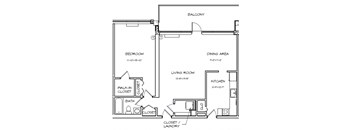 a floor plan of a house with a bedroom and a living room