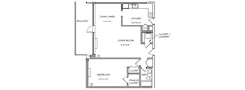 a floor plan of a house with a bedroom and a living room