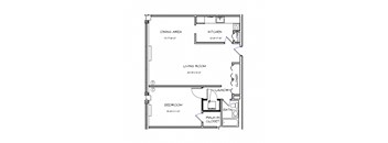 a floor plan of a house with a bedroom and a living room
