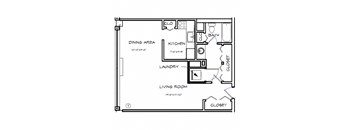 a floor plan of a small house with a bedroom and a living room