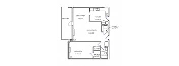 a floor plan of a house with a bedroom and a living room