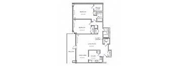 a floor plan of a house with bedrooms and a living room