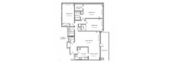 a floor plan of a house with bedrooms and a living room