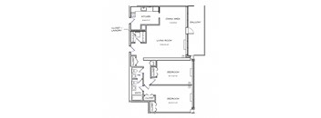 a floor plan of a house with bedrooms and a living room