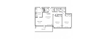 a floor plan of a house with bedrooms and a living room