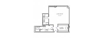 a floor plan of a house with a bedroom and a living room