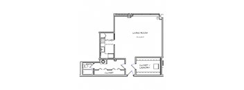 a floor plan of a house with a bedroom and a living room