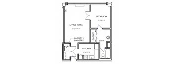 a floor plan of a small house with bedrooms and a living room and a kitchen