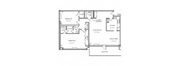 a floor plan of a house with bedrooms and a living room
