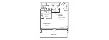 a floor plan of a small house with a bedroom and a living room