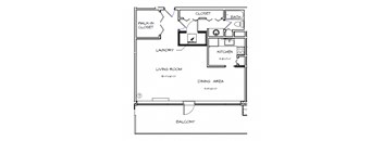 a floor plan of a house with a bedroom and a living room
