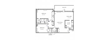 a floor plan of a house with bedrooms and a living room and a dining room