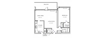 a floor plan of a house with a bedroom and a living room